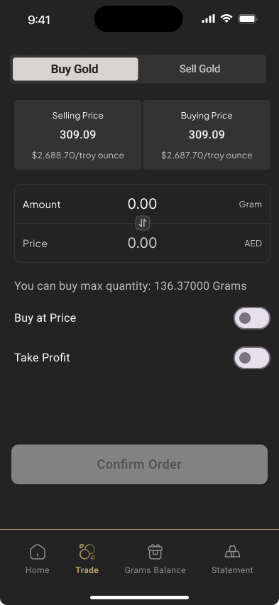 Wireframe — Buying trade